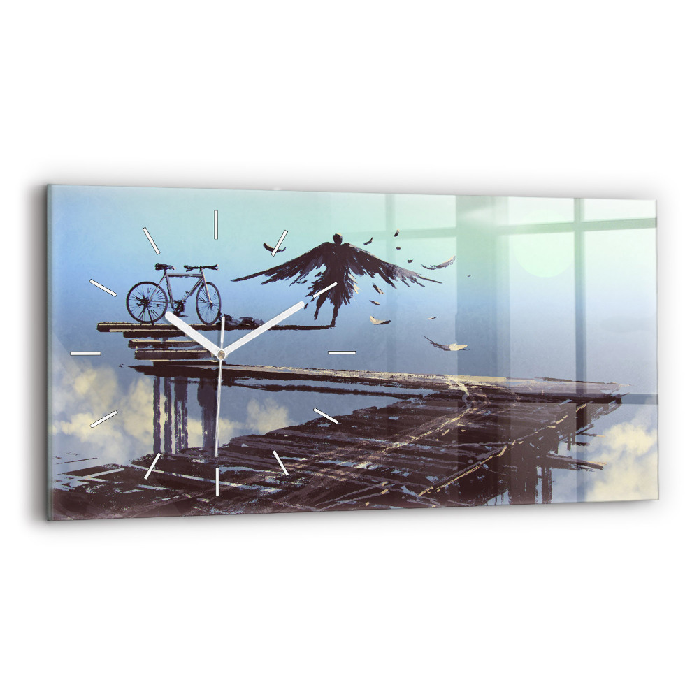 Négyszögletes üvegóra vízszintesen 60x30 Angel kerékpár