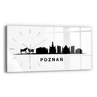 Négyszögletes üvegóra vízszintesen 60x30 Poznań panoráma grafika