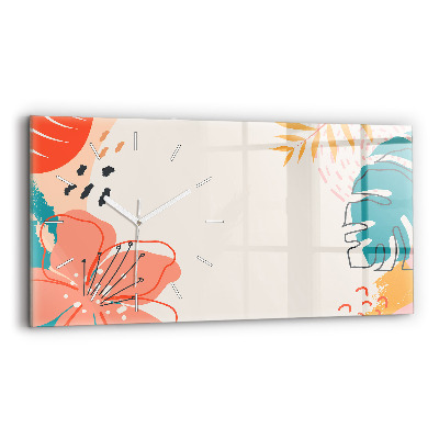 Négyszögletes üvegóra vízszintesen 60x30 Hawaii növények