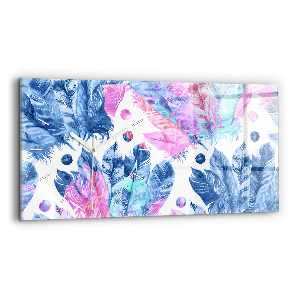 Négyszögletes üvegóra vízszintesen 60x30 Színes tollak