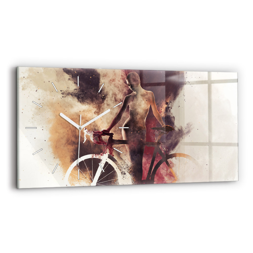 Vízszintes üvegóra 60x30 Nő és kerékpár