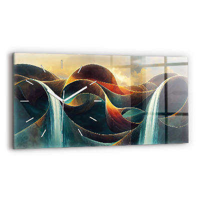 Négyszögletes üvegóra vízszintesen 60x30 Folyó vízesés háttér