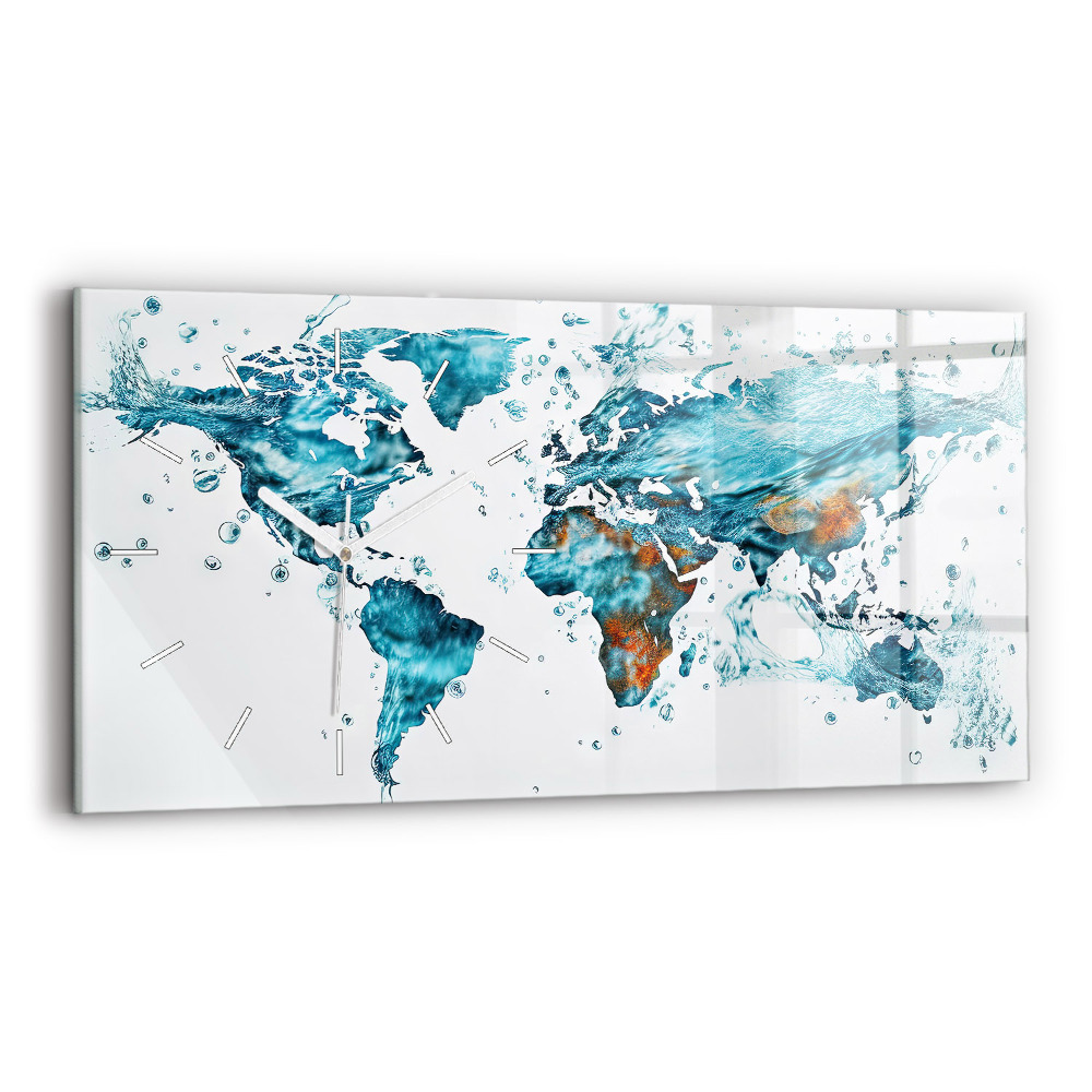 Vízszintes üvegóra 60x30 Vízi világtérkép