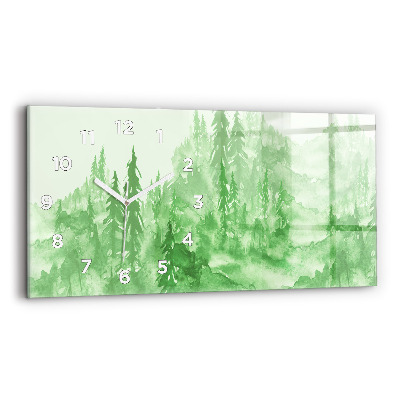 Négyszögletes üvegóra vízszintesen 60x30 Festmény egy zöld erdő