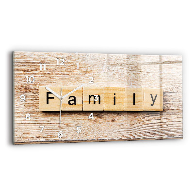 Négyszögletes üvegóra vízszintesen 60x30 Családi felirat