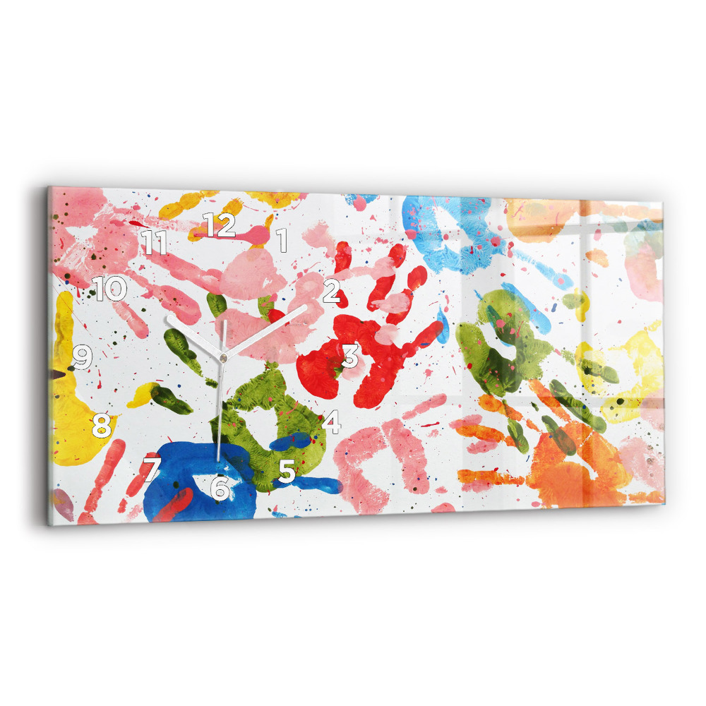 Négyszögletes üvegóra vízszintesen 60x30 Gyermekek kézlenyomatai