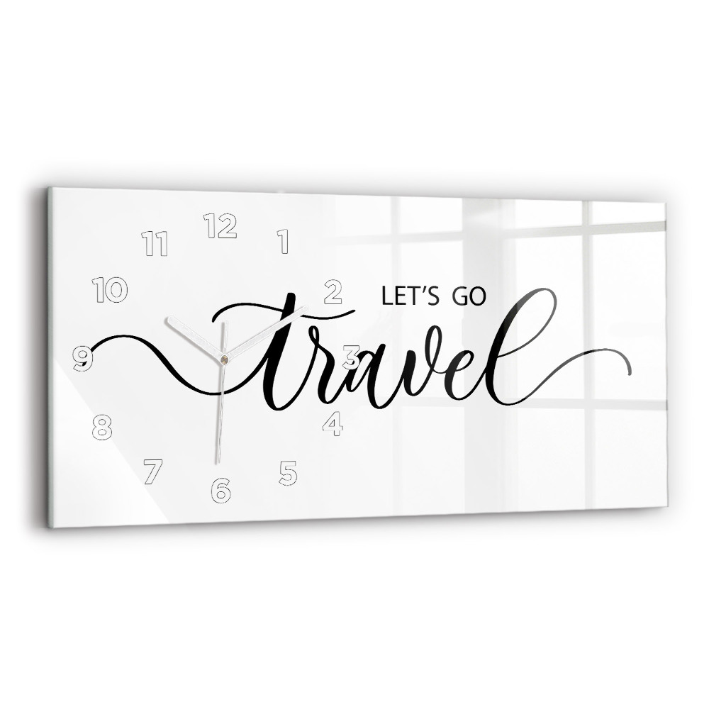 Vízszintes üvegóra 60x30 Utazás felirat