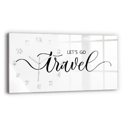 Vízszintes üvegóra 60x30 Utazás felirat
