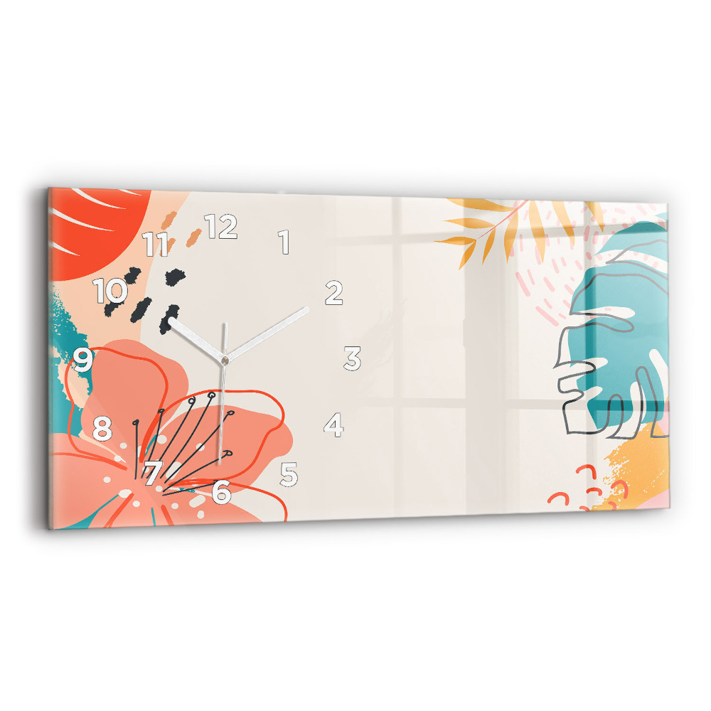 Négyszögletes üvegóra vízszintesen 60x30 Hawaii növények