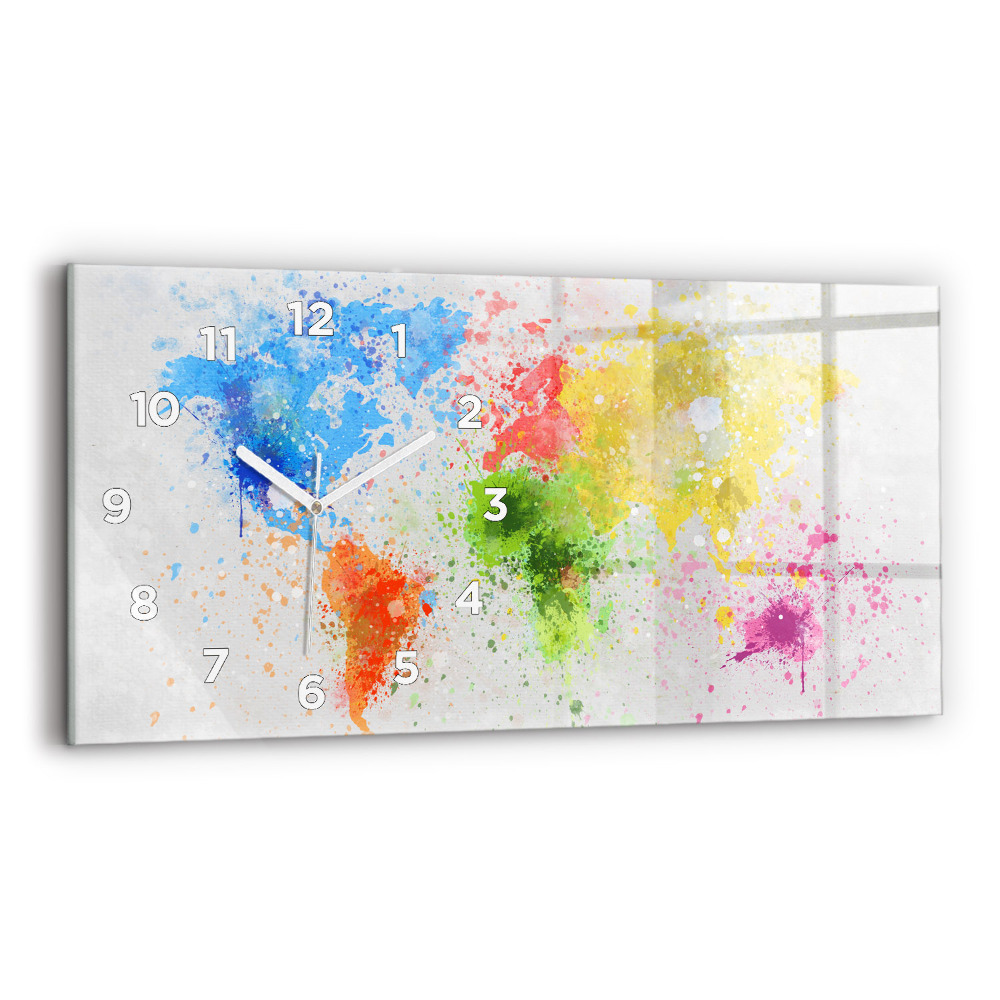 Vízszintes üvegóra 60x30 Világtérkép papíron