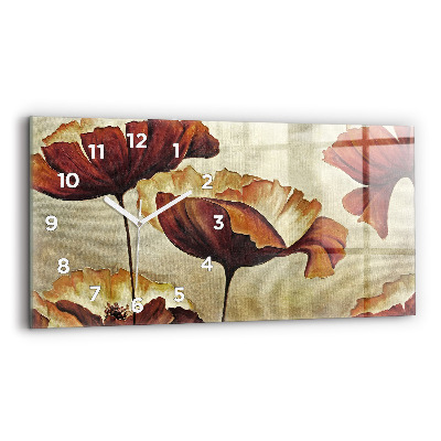 Vízszintes üvegóra 60x30 Festett pipacsok