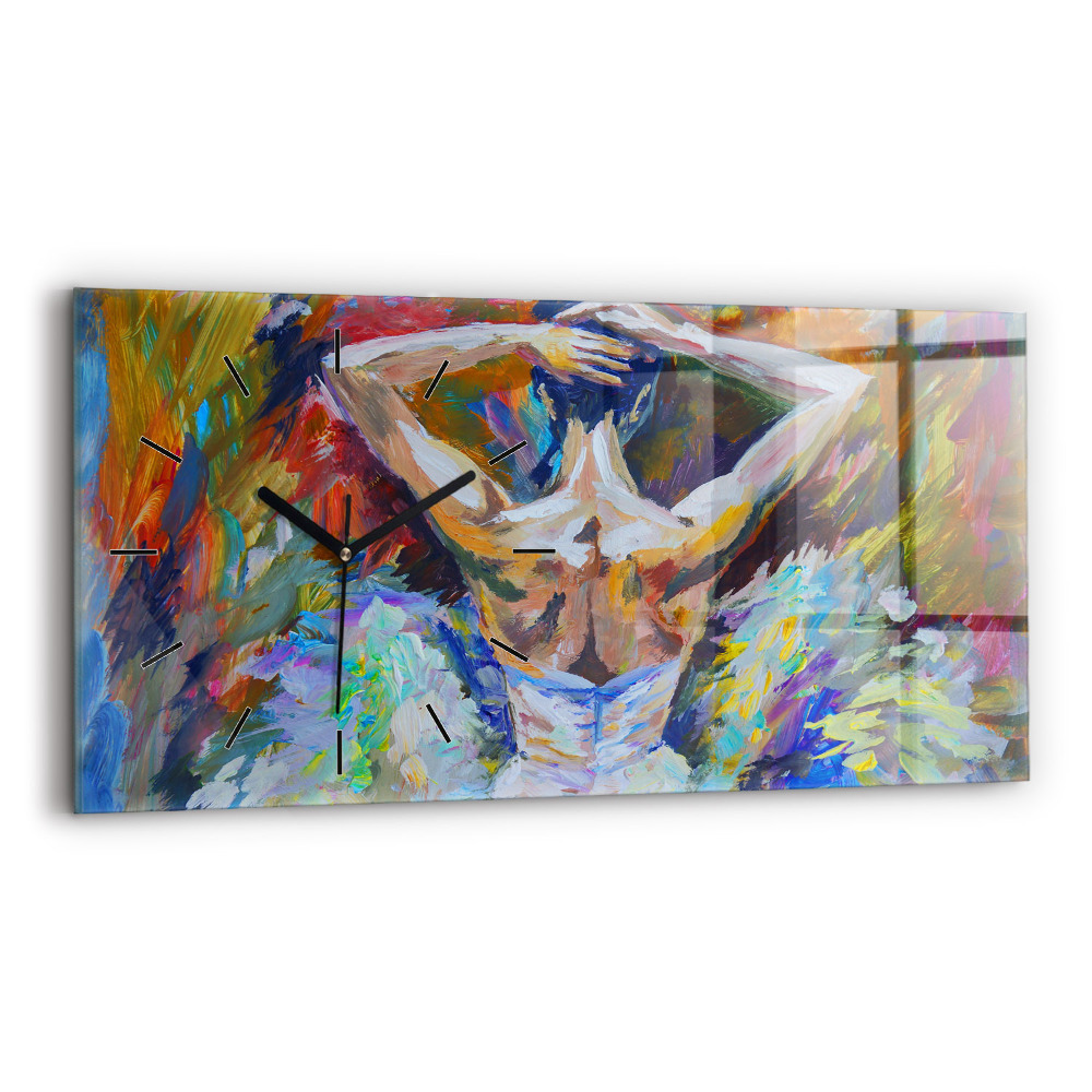 Vízszintes üvegóra 60x30 Festett balerina