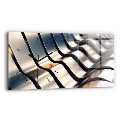 Négyszögletes üvegóra vízszintesen 60x30 Ezüst minta