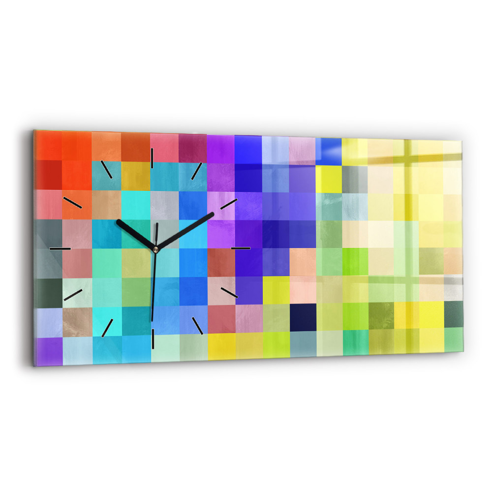 Vízszintes üvegóra 60x30 Négyzetek kompozíciója