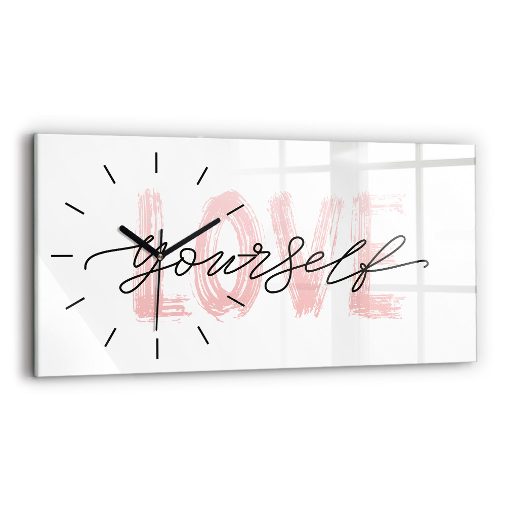 Négyszögletes üvegóra vízszintesen 60x30 Felirat szeresd magad