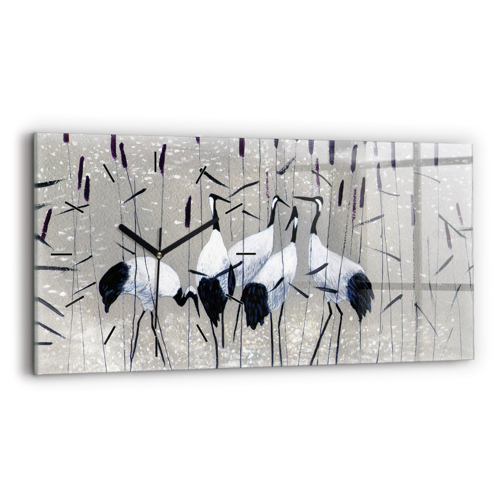 Négyszögletes üvegóra vízszintesen 60x30 Daruk a nádasban