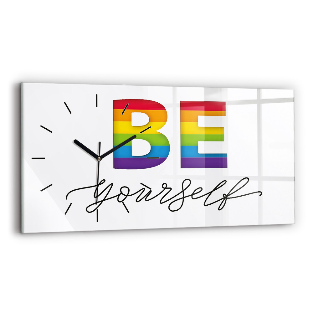 Négyszögletes üvegóra vízszintesen 60x30 Felirat légy önmagad