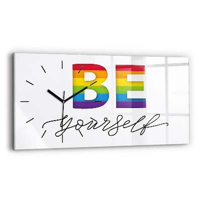 Négyszögletes üvegóra vízszintesen 60x30 Felirat légy önmagad