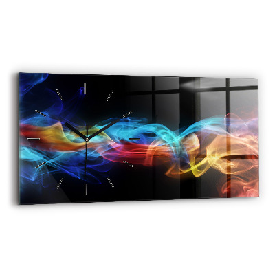 Négyszögletes üvegóra vízszintesen 60x30 Absztrakt színes vonalak