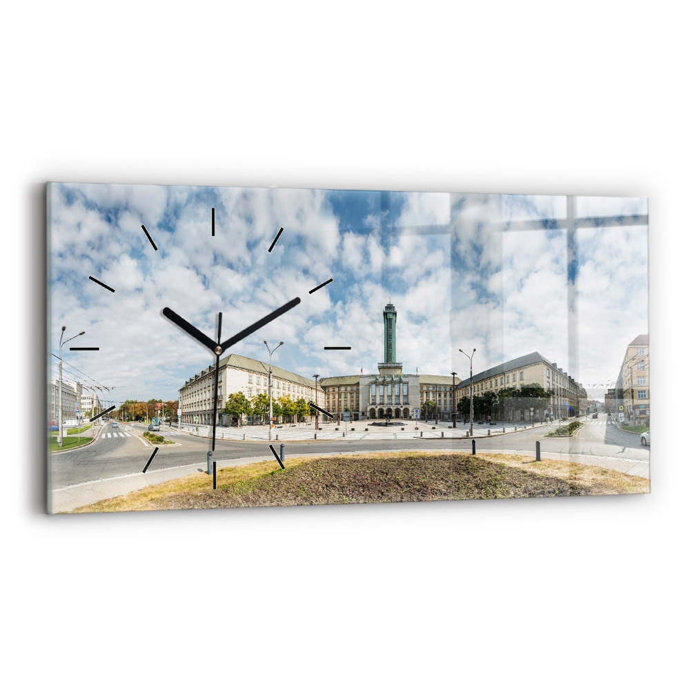 Négyszögletes üvegóra vízszintesen 60x30 Ostrava panorámája