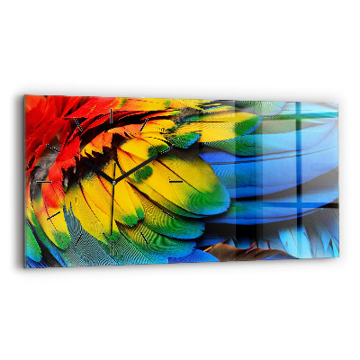 Négyszögletes üvegóra vízszintesen 60x30 Ara madár Színes szárnyak