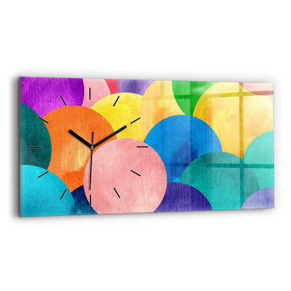 Négyszögletes üvegóra vízszintesen 60x30 Absztrakt körök