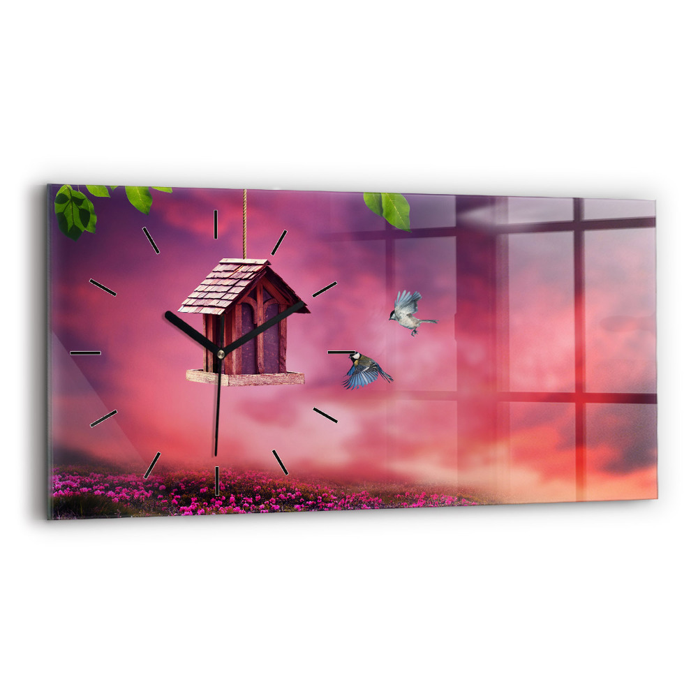 Négyszögletes üvegóra vízszintesen 60x30 Madárház