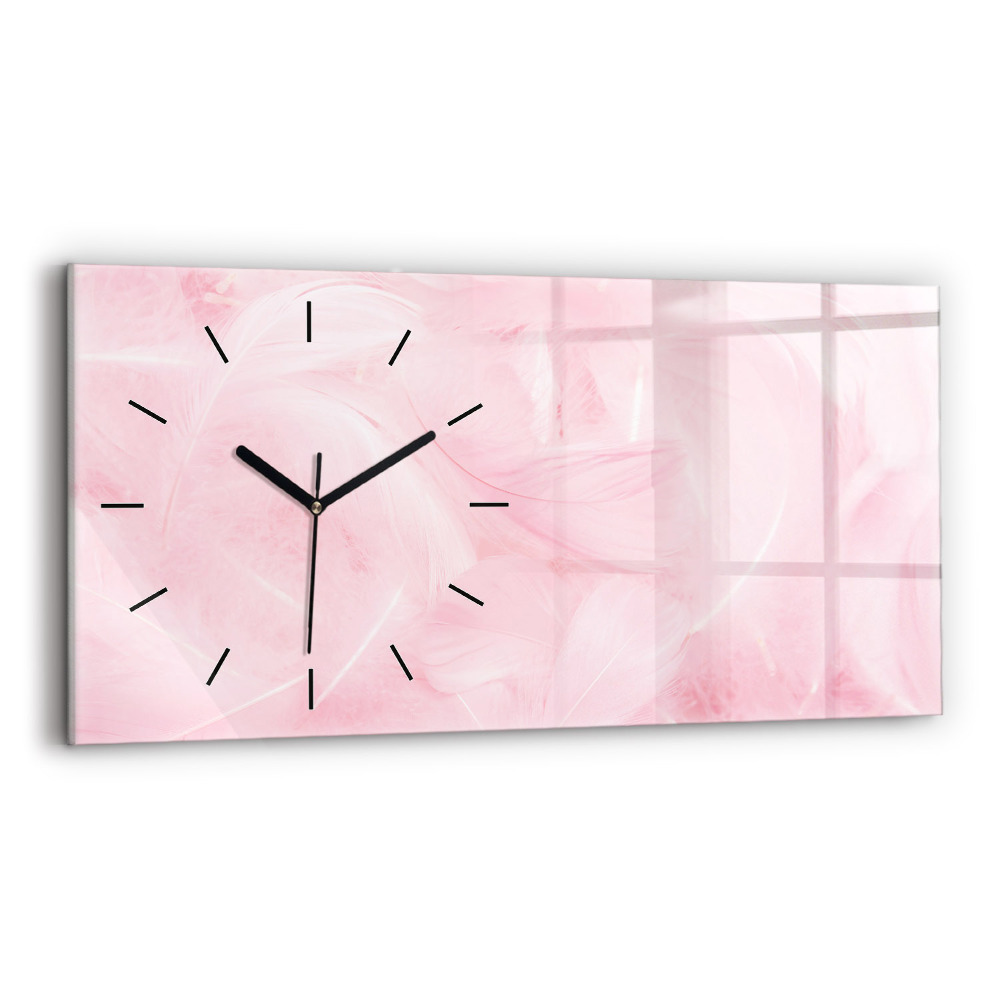 Négyszögletes üvegóra vízszintesen 60x30 Tollak absztrakt