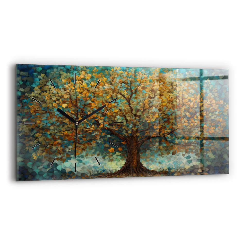 Négyszögletes üvegóra vízszintesen 60x30 Mozaik fa