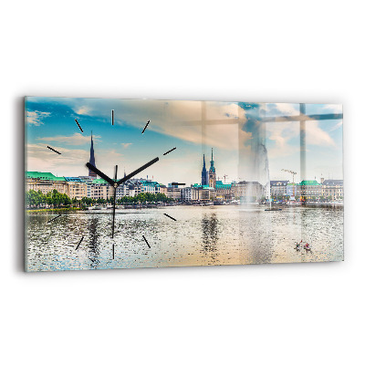 Vízszintes üvegóra 60x30 Binnenalster Hamburgban