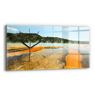 Négyszögletes üvegóra vízszintesen 60x30 Tó hegyekkel