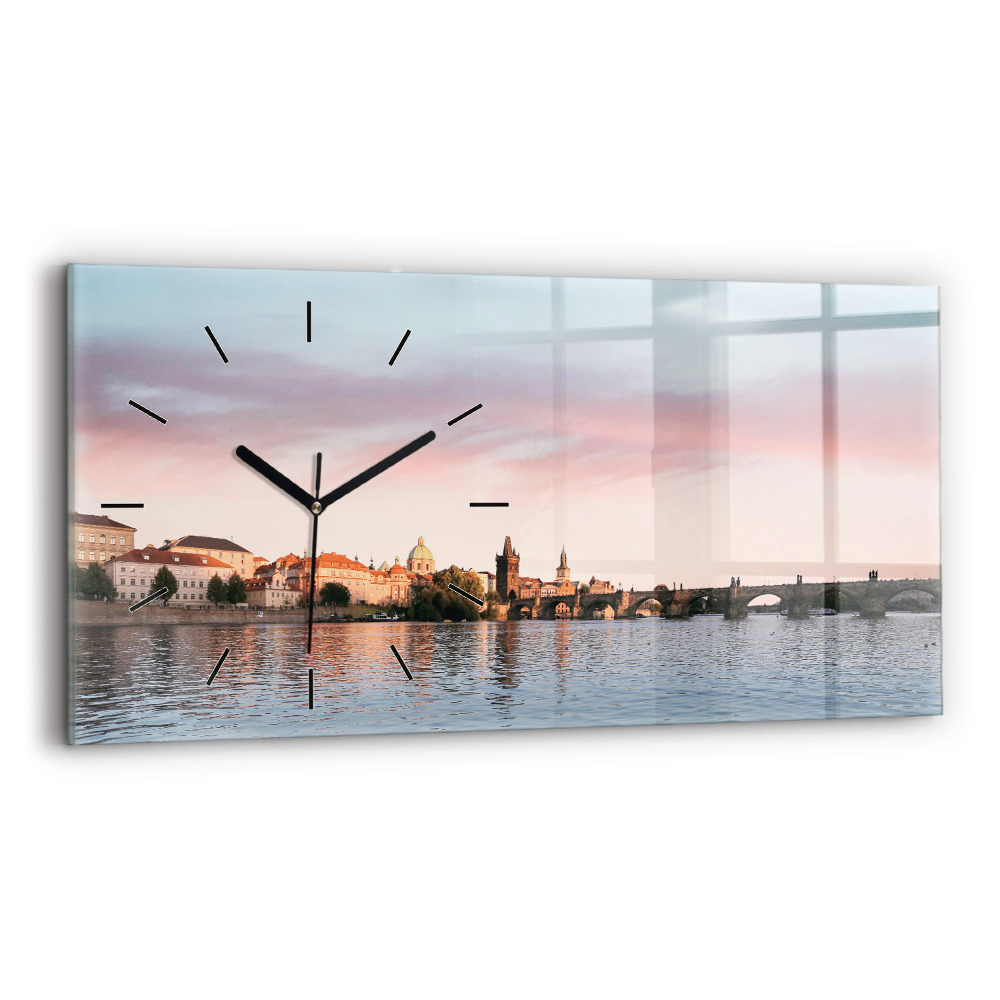 Négyszögletes üvegóra vízszintesen 60x30 Károly-híd Prágában