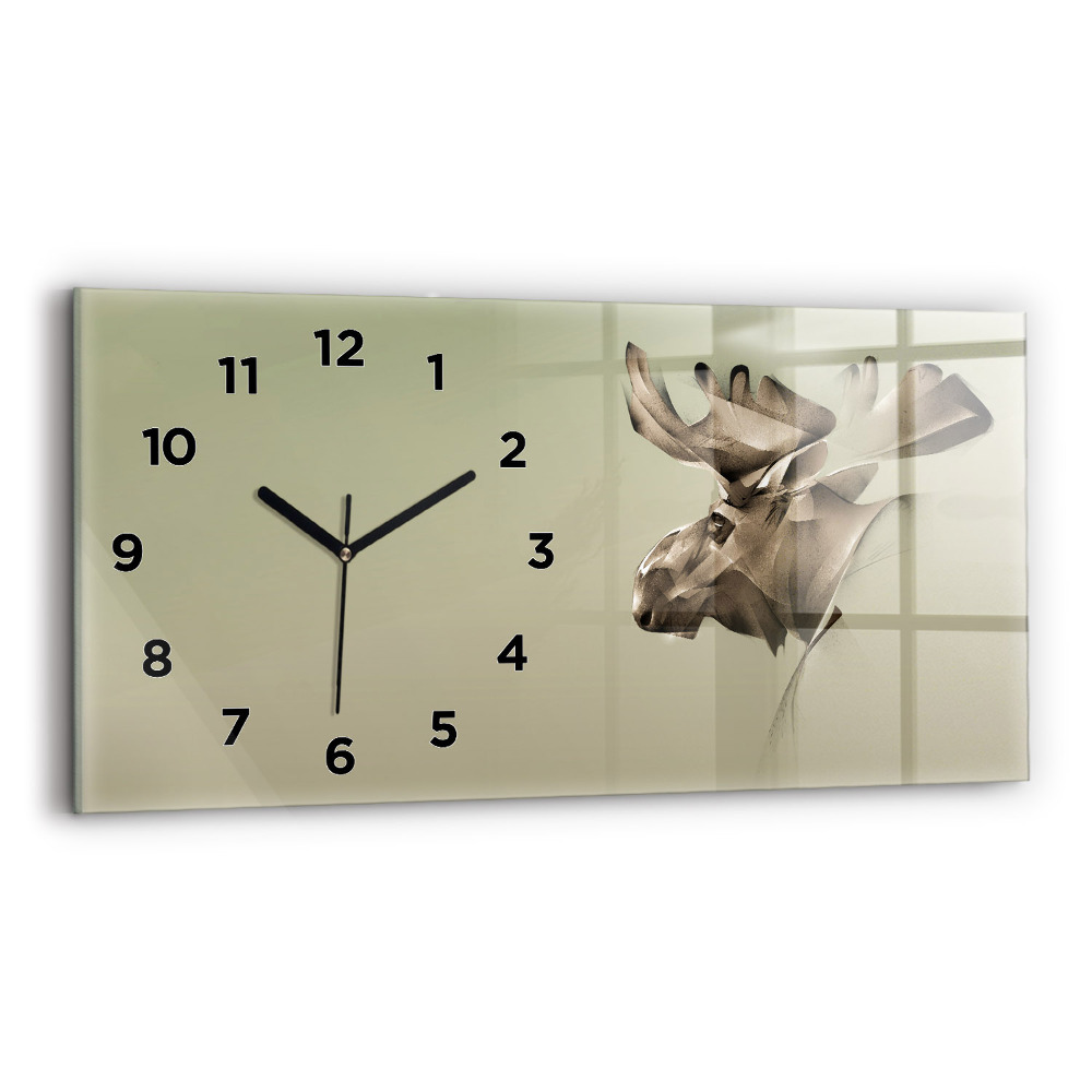 Négyszögletes üvegóra vízszintesen 60x30 Grafikus jávorszarvas