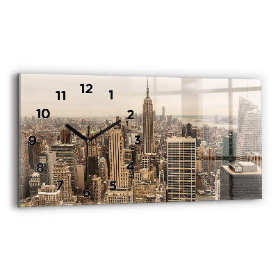 Négyszögletes üvegóra vízszintesen 60x30 Tájkép város