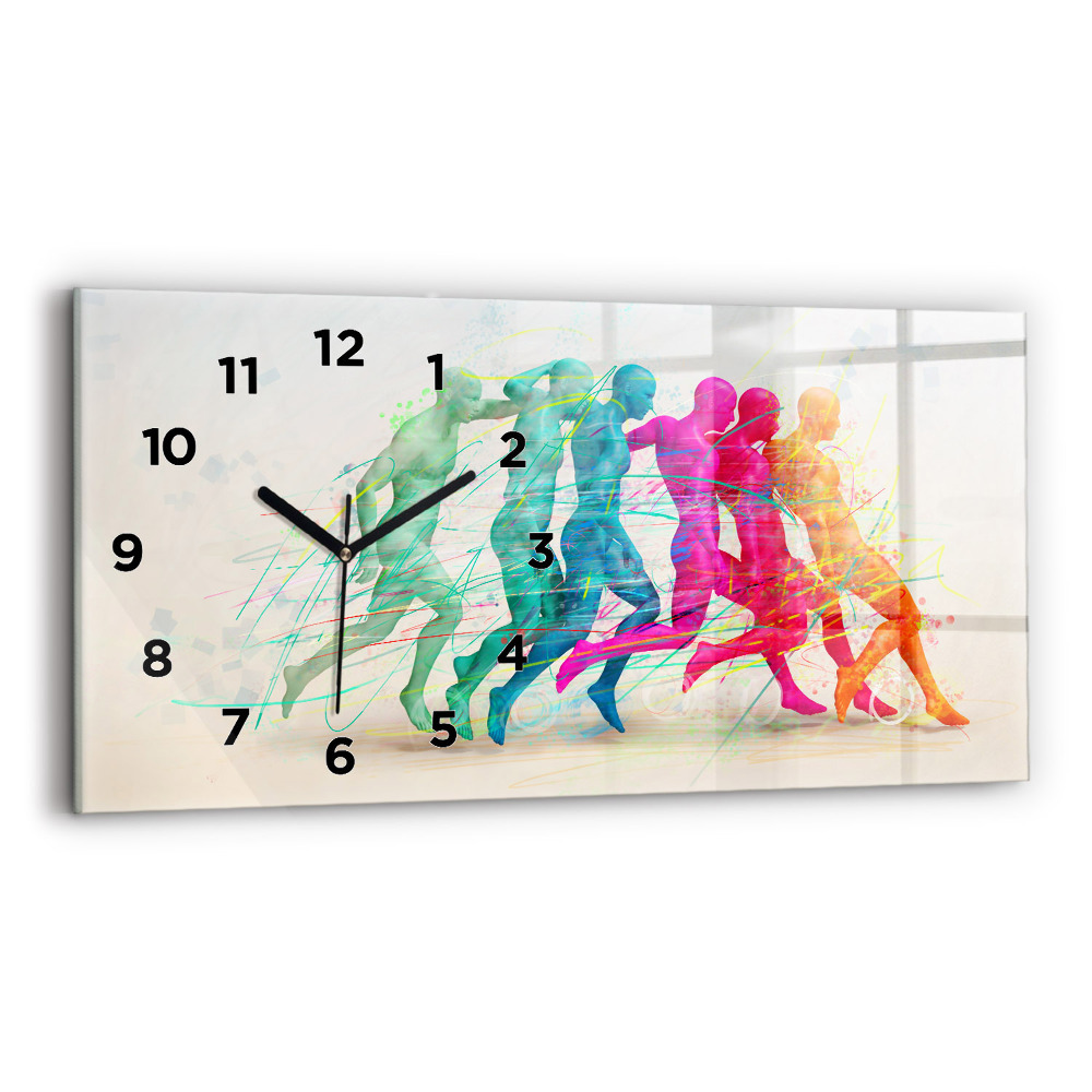 Négyszögletes üvegóra vízszintesen 60x30 Színes emberek