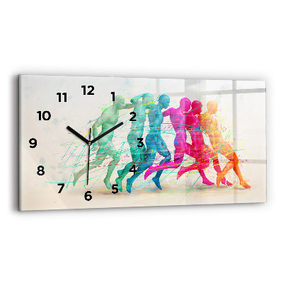 Négyszögletes üvegóra vízszintesen 60x30 Színes emberek