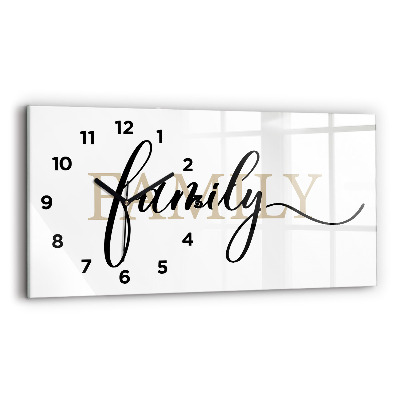 Négyszögletes üvegóra vízszintesen 60x30 Családi felirat