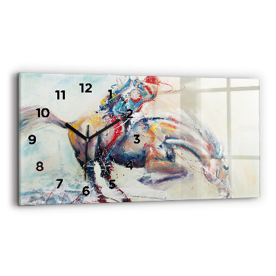 Négyszögletes üvegóra vízszintesen 60x30 Illusztráció galoppozó lovak