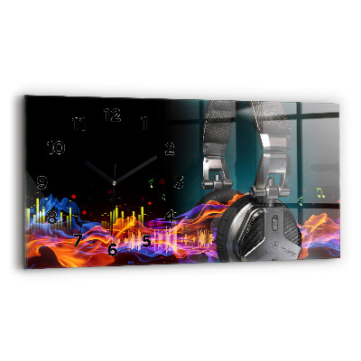 Négyszögletes üvegóra vízszintesen 60x30 Fejhallgató és hanghullámok
