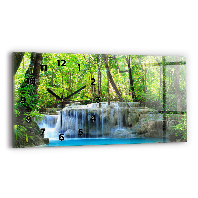 Négyszögletes üvegóra vízszintesen 60x30 Vízesés az erdőben