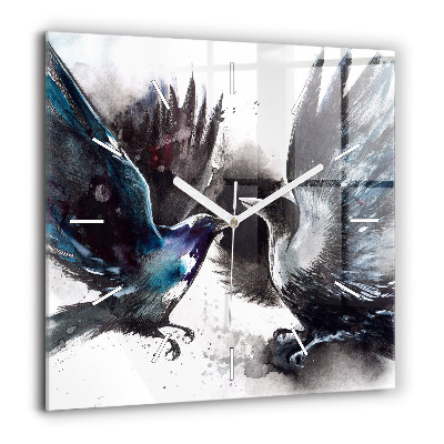 Négyzet alakú üvegóra 60x60 Festett madarak