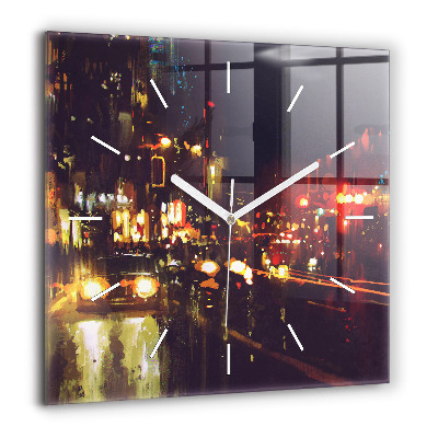 Négyzet alakú üvegóra 60x60 Festett város