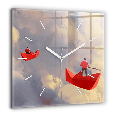 Négyzetes üvegóra 60x60 Papír hajók