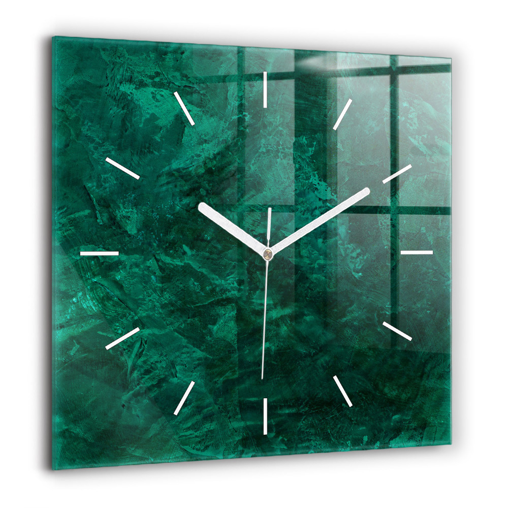 Szögletes üvegóra 60x60 Smaragdzöld fal