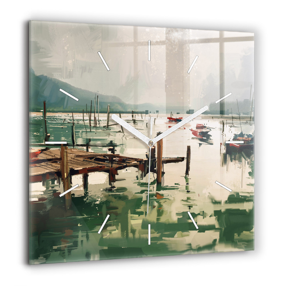 Négyzet alakú üvegóra 60x60 Halászhajók a kikötőben