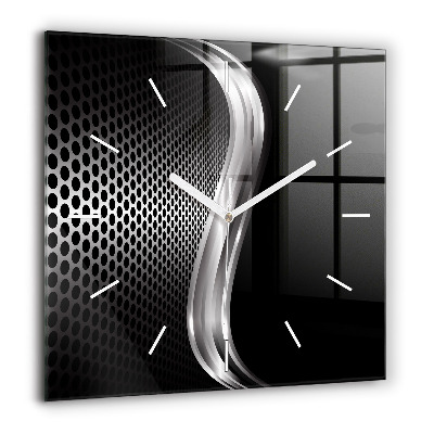 Négyzetes üvegóra 60x60 Fekete fém absztrakció