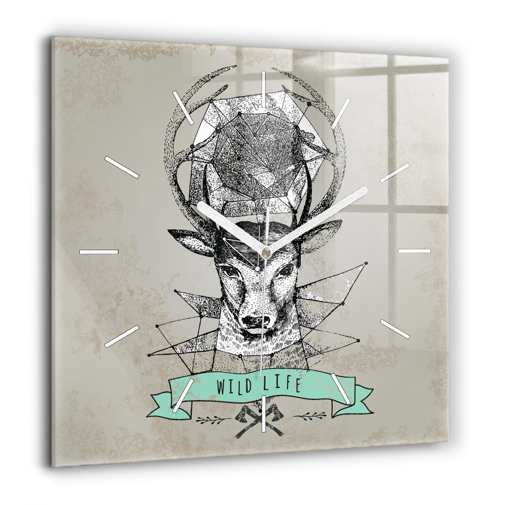 Szögletes fali üvegóra 60x60 Szarvas fej