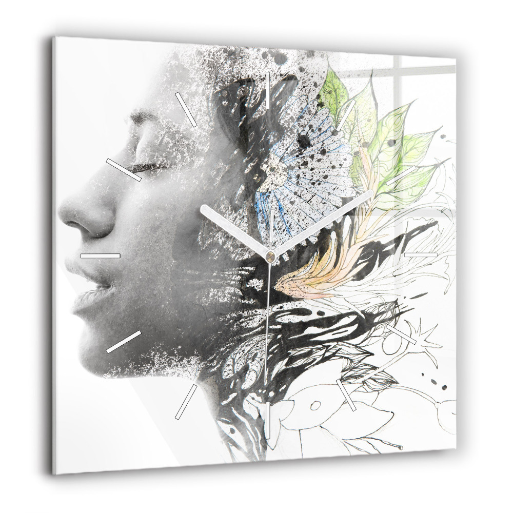 Szögletes fali üvegóra 60x60 Absztrakt női arc