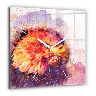 Négyzet alakú üvegóra 60x60 Akvarell sas