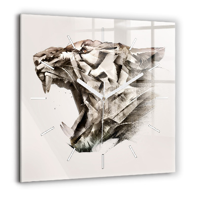 Négyzetes üvegóra 60x60 Festett portré egy tigris